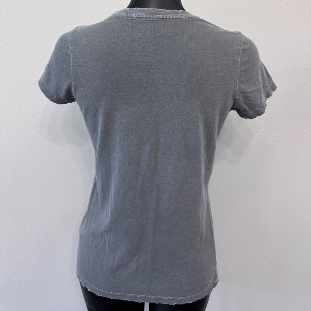 True Religion Women's World Tour Graphic Tee Gray Distressed Cotton Sz SP Grunge - Picture 2 of 8
